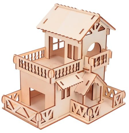 VILLFUL Hamsterhaus Holz 2-stöckiges Kleintierversteck Mit Leiter Hamsterspielzeug Für Zwerghamster Und Mäuse Kleintierhaus Für Mehr Bewegung Und Ausruhen