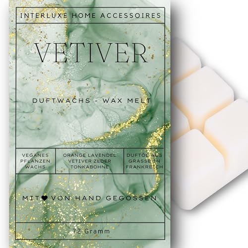 Interluxe Duftmelt Wachsmelt Vetiver frischer Duft angenehm duftend Waxmelt 100% pflanzlich Duftwachswürfel Wachs mit Duftöl