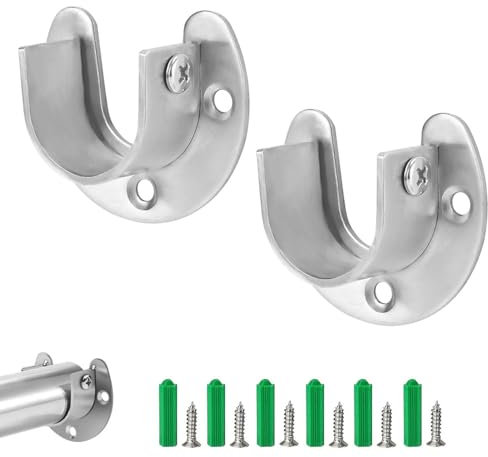 ASISUN 2 Stück Kleiderstangenhalter, oval, Halterung für Kleiderstange, aus Edelstahl
