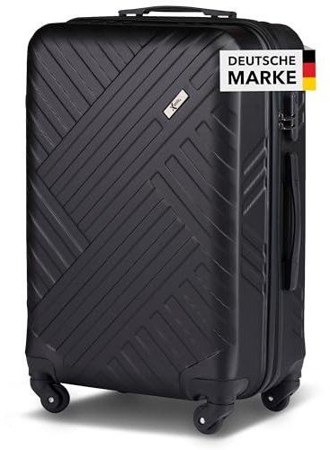 Xonic Design Reisekoffer - ABS Hartschalen Koffer mit 360° Leichtlauf-Rollen - hochwertiger Trolley mit Zahlenschloss in M-L-XL oder Set (Tiefschwarz, XL)