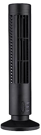 Glomora Mini ventilateur tour USB sans pales, 2 vitesses et modes de vent, ventilateur sur pied pour chambre à coucher, salon, bureau à domicile (Noir)