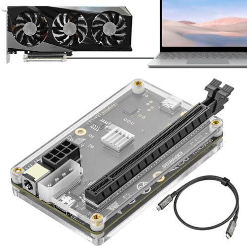PCIE 3.0 x16 22Gbps eGPU Dock, Cable Thunderbolt 4, Compatible con GPU Externa, Tarjeta gráfica Intel AMD para Consola portátil Windows con Thunderbolt 3/4 USB 4, Alimentado por PD/8Pin CPU/Molex