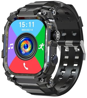 Rainbuvvy 4G Smart Watch Quad Core 3GB 32GB Fotocamera Rotante Orologio da Uomo 2.06 AMOLED HD Schermo Smartwatch WiFi Bluetooth GPS Fitness Tracker Orologio Sportivo (Nero)