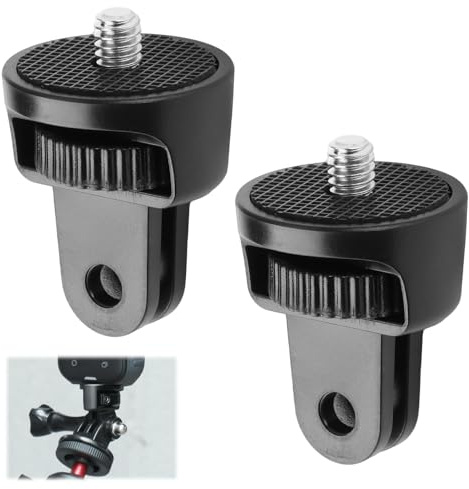 Stativ Adapter mit 360° Drehung 2 Stück, Aluminium 1/4 Zoll Kamera Halterung, 360° Einstellung Kamerahalter Zubehör Kompatibel mit GoPro, Drehbar Stativ Gewinde Adapter für Action Kameras und Helm
