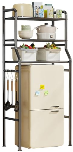 Mini support de réfrigérateur à 4 niveaux avec crochets en S de grande capacité pour four à micro-ondes, étagère de rangement autoportante pour cuisine peu encombrante pour la maison, le bureau, le