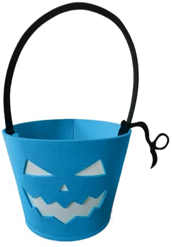 Canasta de Halloween brillante - Bucket de truco o trato | Cubo de calabaza | Brillo en el oscuro Halloween Tratando canastas | Bolsas fluorescentes luminosa de fieltro para bocadillos de chocolates
