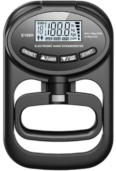 Medidor de fuerza digital, Probador de fuerza de agarre 265Lbs/120Kg dinamómetro de mano Digital medidor de fuerza de agarre pantalla LCD USB dinamómetro de agarre de mano