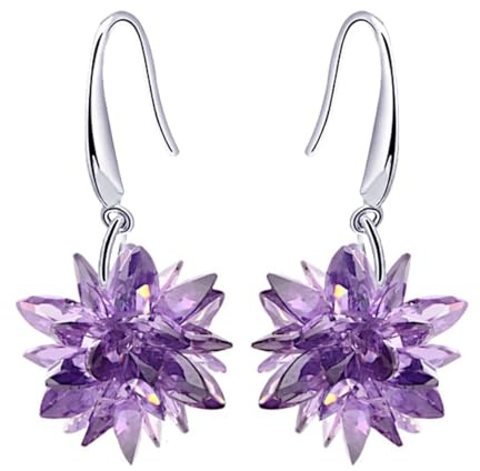 Crystalline Azuria Donna 18ct Placcato Oro Bianco Fiori di Ghiaccio Cristallino Orecchini Pendenti Cristalli di Zirconi
