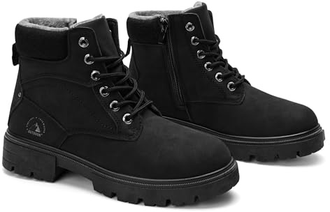 GLAMORA Botines Mujer Invierno con Forro Térmico – Botas Ligeramente Impermeables, Suela Antideslizante, Cremallera Lateral, Comodidad para Diario, Trabajo Urbano y Paseos en Frío