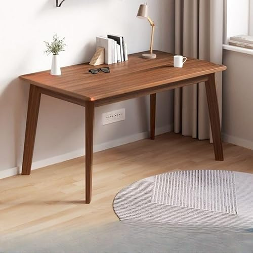 Bureau Moderne en Noyer - Plateau et piètement Robustes en Bois, Table d'écriture élégante pour étudiants, établi pour Ordinateur, 79 cm L x 56 cm l x 76 cm H, Pieds massifs