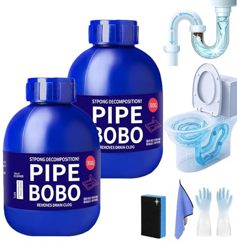 Pipe Bobo Cleaner, detergente per tubi di scarico, potente agente di dragaggio per tubi, escavatore forte, sbloccatore di scarico, sbloccante per doccia, cucina e bagno (2)