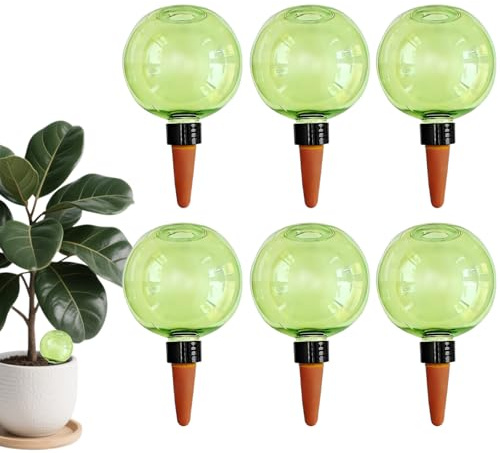 MIUUIPI Bolas de riego para plantas, 500 ml, bola de riego automático, dispensador de agua, riego automático de plantas para el hogar, balcón, sala de estar, apartamento (6 unidades verde)