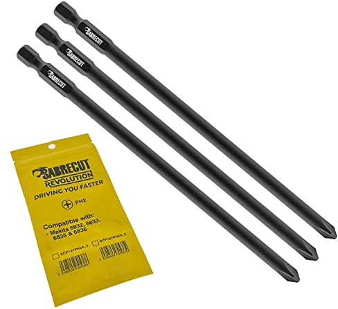 3 x SabreCut SC127PH2A_3 127mm PH2 Compatible with Makita 6832 6833 6835 6836 6837 DWD P-66254 Autofeed Collated Drywall Screwdriver Gun Bit Single Ended Phillips No.2 Heavy Duty