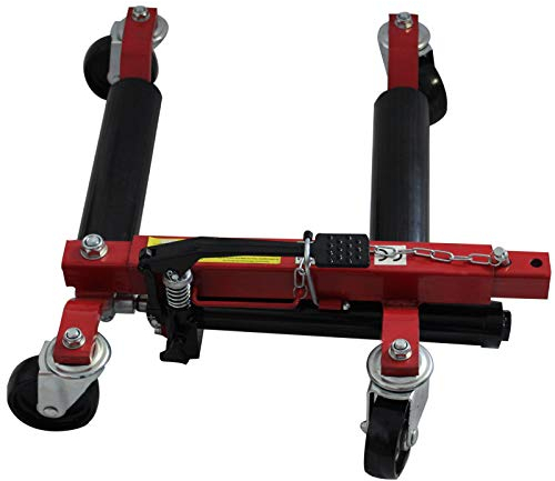 TRUTZHOLM Rangierhilfe PKW hydraulisch Tragkraft 680 kg für Reifenbreite bis 30 cm Hubhöhe ca. 8 cm Rangierroller mit PVC-Auflagen Rangierwagenheber 360° Lenkrollen für Werkstatt Garage in rot