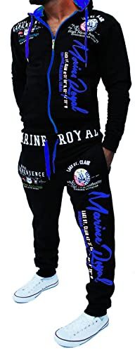 Jaylvis Yalvis Herren Trainingsanzug Jogginganzug Sportanzug Streetwear Jogger Hausanzug A.Marine A.2074 (Schwarz-Blau 6XL