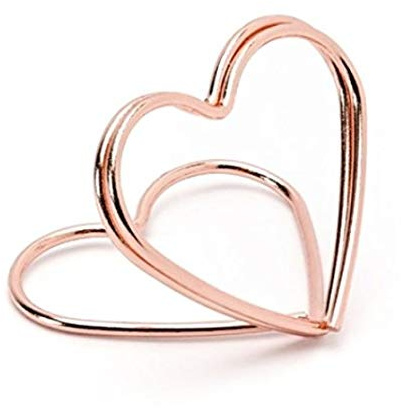 P&D 50 STK Tischkartenhalter Herz Rosegold Hochzeit Tischdeko Kartenhalter Herzen rosa Namenskartenhalter Tischschmuck Rose Gold Altrosa glänzend