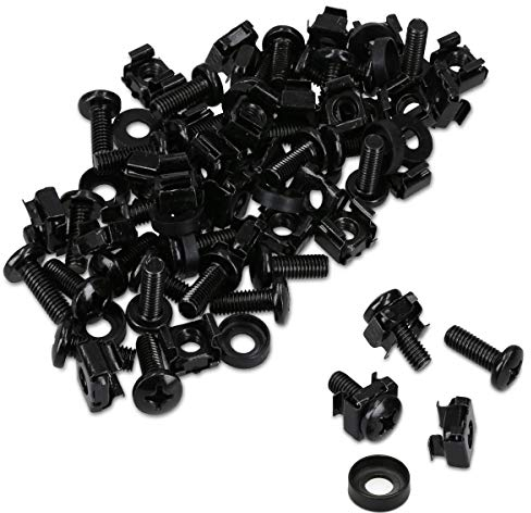kwmobile 20x M6 Käfigmuttern aus Stahl - für 10 19 Rack Netzwerkschrank - mit Muttern Schrauben Unterlegscheiben - Käfigmutter Set Schwarz
