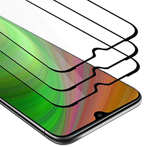 Cadorabo 3X Vidrio Templado Cobertura Completa Compatible con Xiaomi Mi A3 en Transparente con Negro - Paquete de 3 Vidrio Protector de Pantalla en dureza 9H con compatibilidad Touch 3D