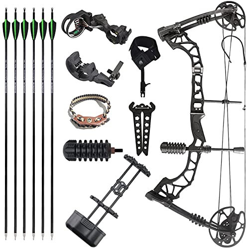 MILAEM Bogenschießen Compoundbogen Set Jagdbogen Sportbogen mit Carbonpfeilen 35-70lbs Einstellbare 320 FPS Erwachsene Bogen Außenaufnahmen Rechtshänder (Type 2)