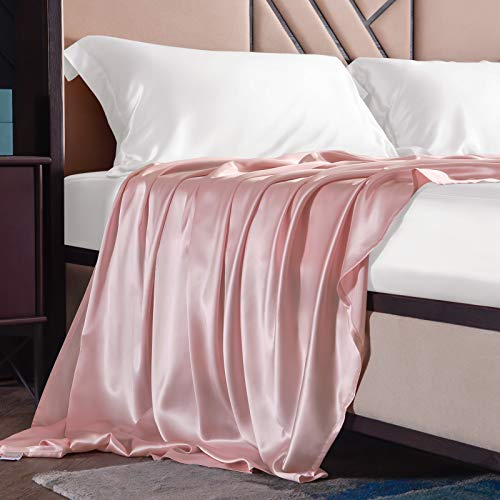 THXSILK Seide Betttuch/Bettlaken/Haustuch, Nahtlos Bezauberndes Rosa Seiden Bettlaken, 100% Reine 19 Momme Maulbeerseide Bettwäsche, 180x260 cm