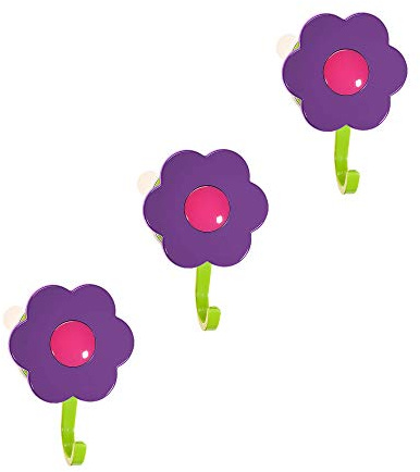 Kochblume 1-3-5-10er Set | Haken S, L, Wandhaken, Küchenhaken, Mehrzweckhaken, Schlüsselhaken | In der bunten Box (lila-pink, 3er Set L)