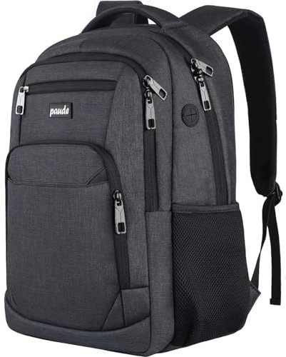Paude Mochila para hombres y mujeres, mochila escolar para adolescentes, mochila para laptop de 15.6 pulgadas con puerto de carga USB para negocios, universidad, viajes