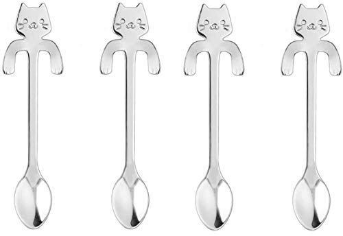 20 Stück Edelstahl-Mini-Katzenlöffel für Tee, Kaffee, Dessert, Zucker, Eis usw. (11,5 cm)