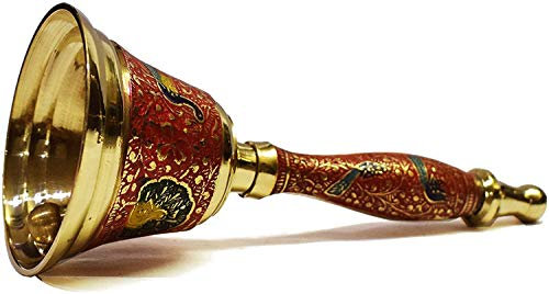 Hindu Pooja/Puja Campanello in ottone per Mandir - Campanello colorato per Natale Poojan (rosso)