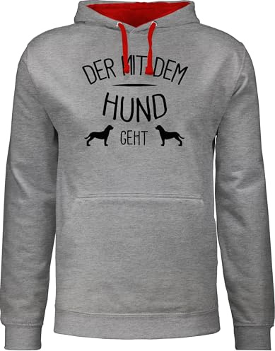 Shirtracer - Pullover Herren Frauen Hoodie Kontrast zweifarbig - Sprüche Statement Spruch - Der mit dem Hund geht