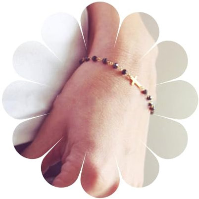 Aneneiceera Simple Or Minuscule Croix Bracelet Main Chaîne Dainty Mignon Punk Noir Chaîne De Perles À La Main Boho Bracelets Bijoux Cadeaux Pour Femmes Adolescentes Filles