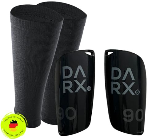 DARX® - Innovatives Schienbeinschoner Set - Leichter Schienbeinschoner I Spezial Schonerhalter - Perfekter Halt ohne Tape oder Klett für Kinder - Jugendliche - Erwachsene- M Grey