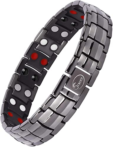 JEROOT Bracelet Magnétique Pour Homme, 4 éléments Bracelets Titane Bijou Aimanté Bracelet Homme, Réglable Avec Outil De Dimensionnement