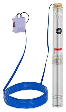MSW - Bomba para pozos (95 mm, 10 800 l/h, 1100 W, cable de 50 m, altura de extracción de 51 m, acero inoxidable, sumergible