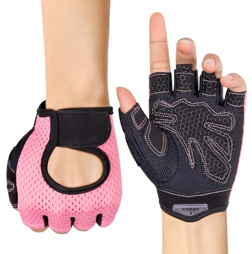 MELLIEX Fitness Handschuhe Damen Herren, rutschfeste Gym Handschuhe Atmungsaktive Trainingshandschuhe mit Mikrofasergewebe für Gewichtheben, Fahrrad, Gym, Krafttraining, Crossfit, Rosa(S)