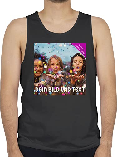 Tanktop Herren Tank Top Männer - Foto eigenem - Fotogeschenk I Geschenk Bild personalisiert I Geschenk mit Bild I Custom Photo - M - Schwarz - selber Bedrucken Lassen achselhemden selbst drucken