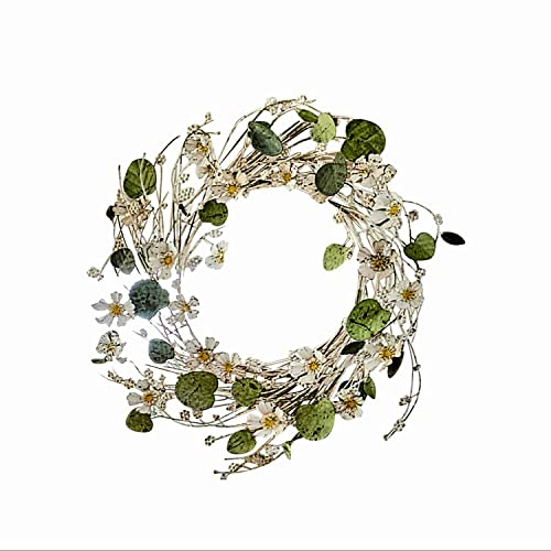 Loberon Kranz Lentilly, nachgebildete Alpen-Anemonen, frühlingshafter Blumenschmuck, Dekoration, Wohn-Accessoire, Türkranz, Eisen, grün/weiß
