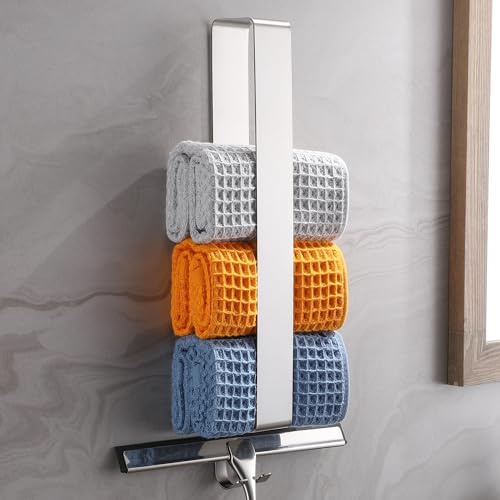 Dvocel Handtuchhalter ohne Bohren handtuchhalter Edelstahl gebürstet mit Haken Gästehandtuchhalter Selbstklebend für Küche und Bad Wandmontage Silber