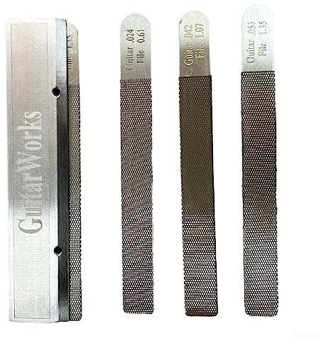 Gitarrenbauer-Werkzeug, Gitarrenmutterfeilen, Bundkrönung, Schlitz, Feilen, Gitarrenbauer-Reparatur-Werkzeug-Set, poliertes Werkzeug für Gitarristen, Gitarrenbauer, 4 Stück