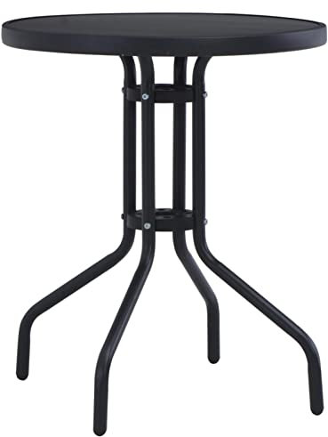 ZEYUAN Gartentisch, Gartentisch, Terrassentisch, Esstisch Garten, Gartenesstische, Gartenmöbel, Außentisch, Schwarz 60 cm Stahl und Glas