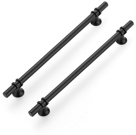5 Stück Möbelgriffe Schwarz Schrankgriffe, 256mm Griffe für Küchenschränke | Stangengriff Design, Runder Fuß, Für Küchenschränke, Schubladen, Kommoden, Türen, Möbelaufwertung, Einfacher Austausch