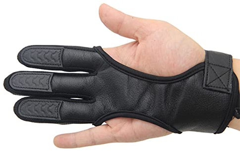 NCONCO Traditioneller Schießhandschuh, 3-Finger, echtes Leder, Bogenschießen, schützender Recurvebogen, Bogenschießen, Handschuh für Kinder, Jugendliche, Erwachsene, Anfänger, Schießen, Recurve und