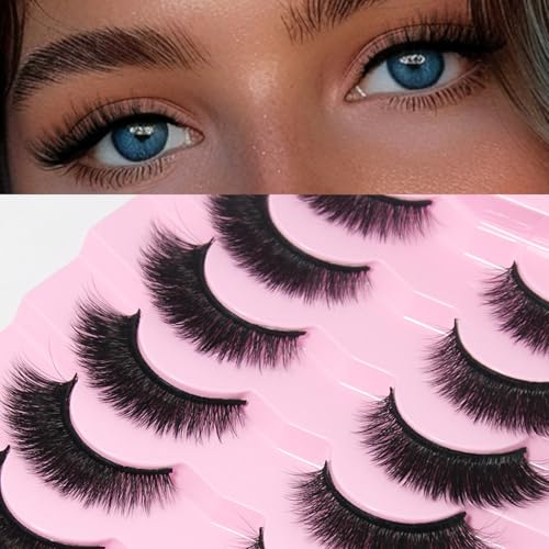 AKARABEAUTYLASHES Ciglia Finte Naturali 7 Paia 3D Ciglia Finte False Eyelashes Visone Artificiale (3D-BN07)