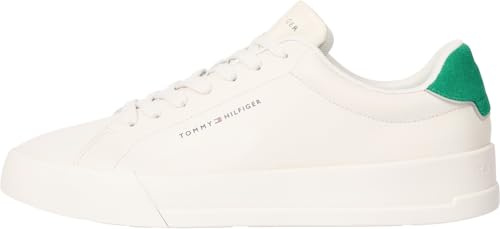 Tommy Hilfiger mäns detalj Essential läder Court träningsskor, Beige alabaster, 41 EU