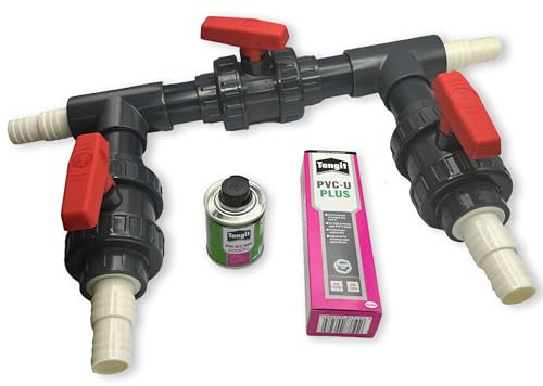 STEMAX-Wassertechnik Premium Pool Bypass Set 50mm inkl. 32/38 mm Schlauchanschluss I Bypass-Kit I für Wärmepumpe Solarheizung Poolheizung