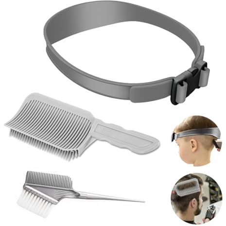 Youery 3 Piezas Herramienta de Corte de Cabello Profesional, Guía de Corte de Cabello Ajustable, Banda de Corte de Pelo de Silicona y Peines de Peluquería, Cepillo para Tintes para Cabello