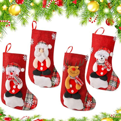 YIMINI Calcetín Navideño Caramelo Colgante, Calcetines Chimenea Rojos, Decoración navideña, Medias Navideñas Rellenas Y Colgantes, Calcetines Chimenea Rojos (A, 23cm * 16cm)