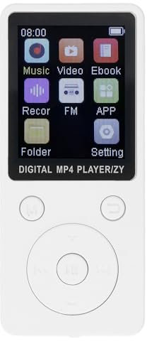 MP3 Player, Portable Music Player, 1.8 Inch Screen MP4 Player with Bluetooth 5.0, 64GB Memory Card, Supports Expanded Up to 128GB, Easy to Use (White)
