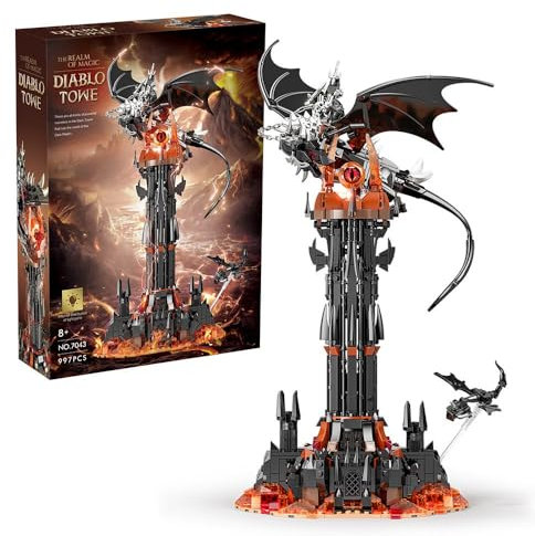 Lord Castle Dunkler Turm Bausteine Set, 997 Teile Dark Tower Bausteinsatz mit Drachen, Ideas Magisches Schloss Architecture Modell Spielzeug für Erwachsene Teenager, Kompatibel mit Großen Marken