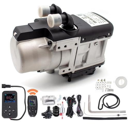 MegLob Calentador Diesel De 6Kw, Calentador De Aire Diesel Plateado Portátil, Calentador De Aire Compacto Calefacción Rápida, Calentadores Diesel De Estacionamiento,Single Remote
