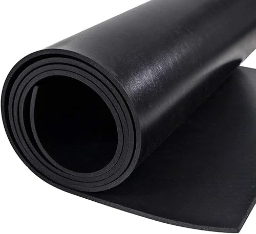 MYOYAY Gummimatta slätt gummigolv neopren massivt gummiark vattentätt halkfritt gummi golvmatta platta gummirullar, mångsidiga svarta gummiläckningsremsor (1 mm, 120 x 50 cm)